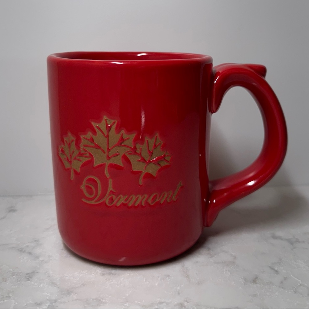 Vermont Maple Leaf Design Red Ceramic Mug